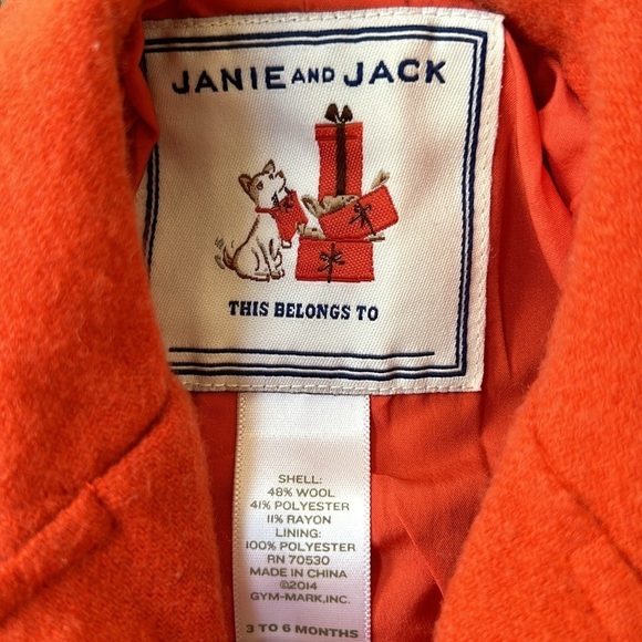 Janie and Jack Wool Orange Infant Pea Coat Size 3-6 Months - Picture 4 of 7